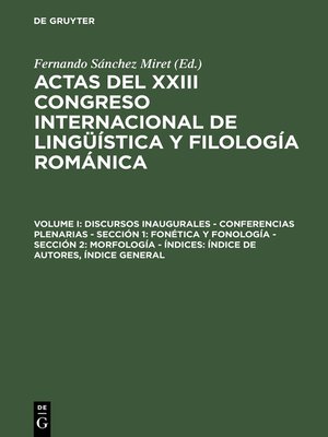 cover image of Discursos inaugurales – Conferencias plenarias – Sección 1
